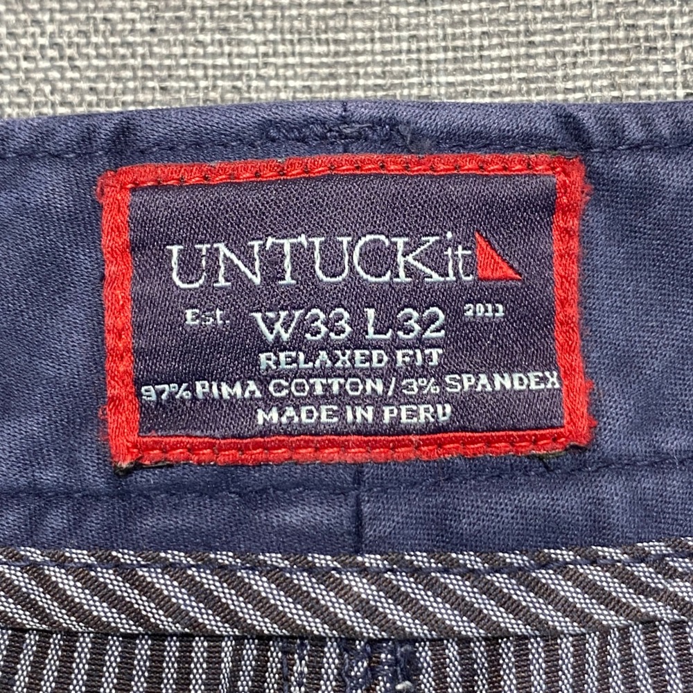 UNTUCKit Mens Navy Blue Relaxed Fit Pima Cotton Stretch Pants W33 L32 - Picture 3 of 12